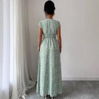 Womens French-style V-neck Summer Slim-fit Figure-flattering Dress