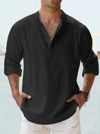New Men's Casual Blouse Cotton Linen Shirt Loose Tops Long Sleeve Tee Shirt Spring Autumn Casual Handsome Men's Shirts