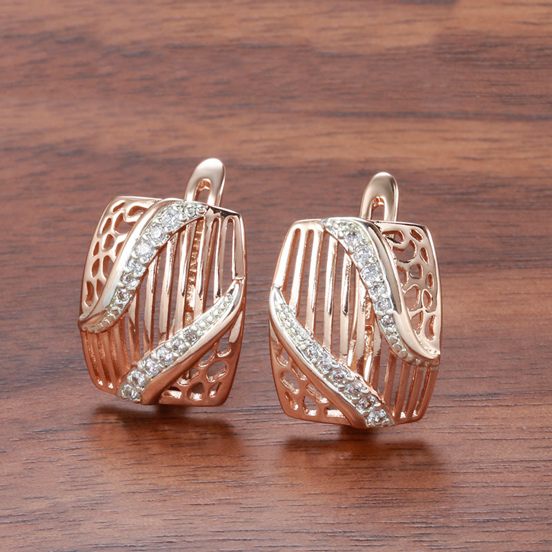 Women's Rose Gold Hollow Two-tone Earrings