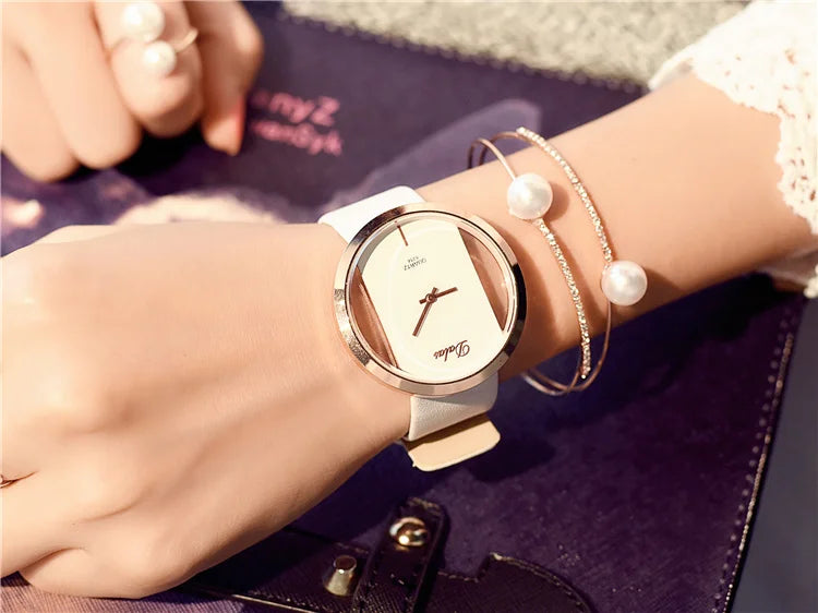 Famous Watch for Women Luxury Leather Skeleton Strap Watch Dress Watch Casual Quartz  Watch Stainless Steel Watch часы женские