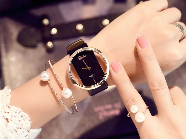 Famous Watch for Women Luxury Leather Skeleton Strap Watch Dress Watch Casual Quartz  Watch Stainless Steel Watch часы женские