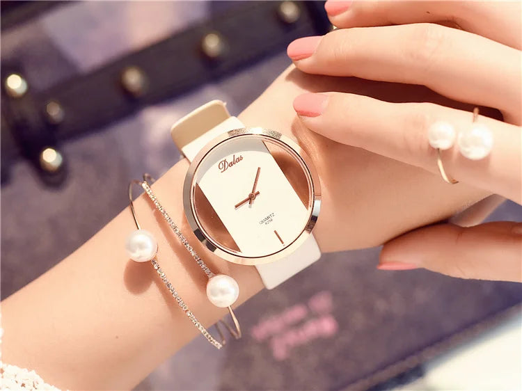 Famous Watch for Women Luxury Leather Skeleton Strap Watch Dress Watch Casual Quartz  Watch Stainless Steel Watch часы женские