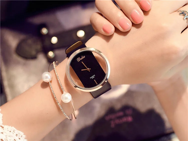 Famous Watch for Women Luxury Leather Skeleton Strap Watch Dress Watch Casual Quartz  Watch Stainless Steel Watch часы женские