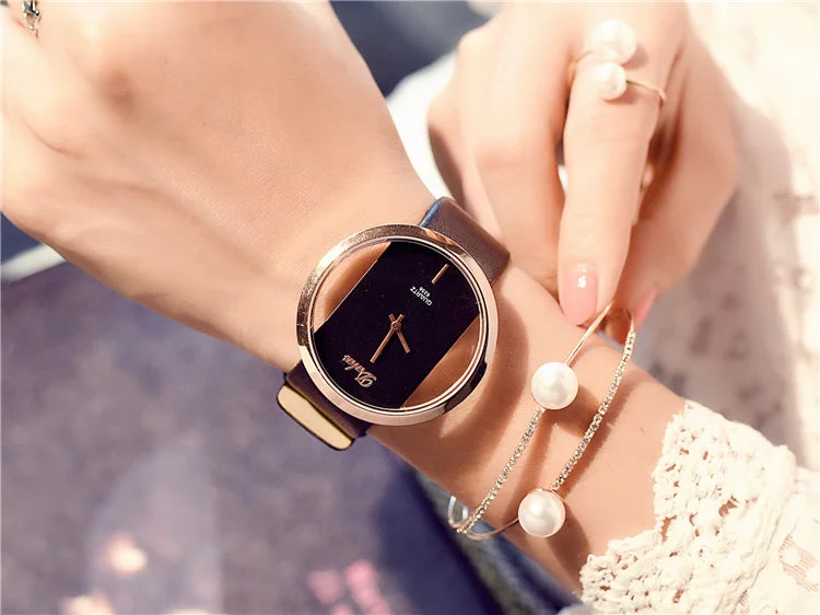 Famous Watch for Women Luxury Leather Skeleton Strap Watch Dress Watch Casual Quartz  Watch Stainless Steel Watch часы женские