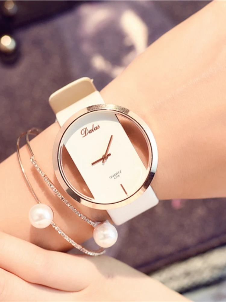 Famous Watch for Women Luxury Leather Skeleton Strap Watch Dress Watch Casual Quartz  Watch Stainless Steel Watch часы женские