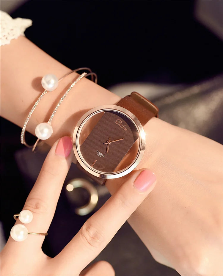 Famous Watch for Women Luxury Leather Skeleton Strap Watch Dress Watch Casual Quartz  Watch Stainless Steel Watch часы женские