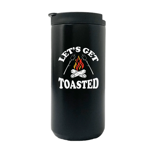 "Let's Get Toasted" Campfire Coffee Tumbler – 14oz Insulated Mug