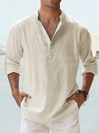 New Men's Casual Blouse Cotton Linen Shirt Loose Tops Long Sleeve Tee Shirt Spring Autumn Casual Handsome Men's Shirts