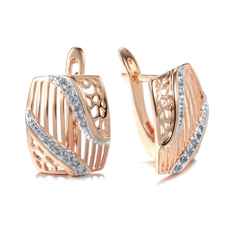 Women's Rose Gold Hollow Two-tone Earrings