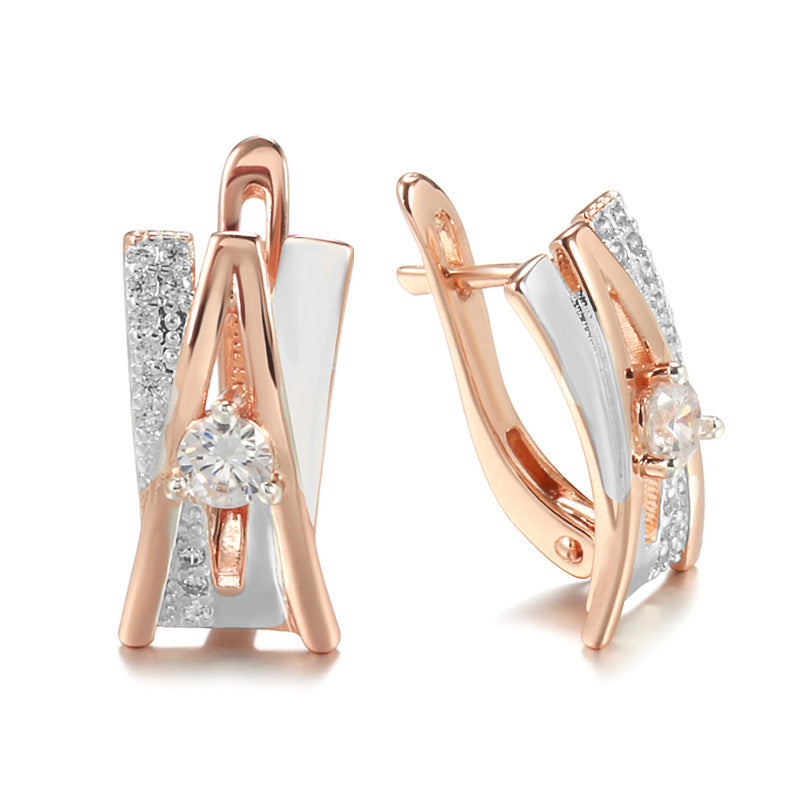 Women's Rose Gold Hollow Two-tone Earrings